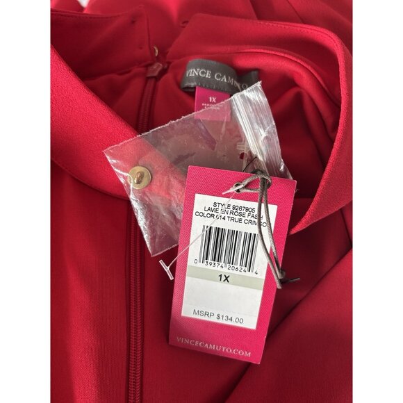 Vince Camuto Red Dress Plus Size 1X Cold Shoulder NWT Vamp Goth Cocktail - Picture 4 of 16